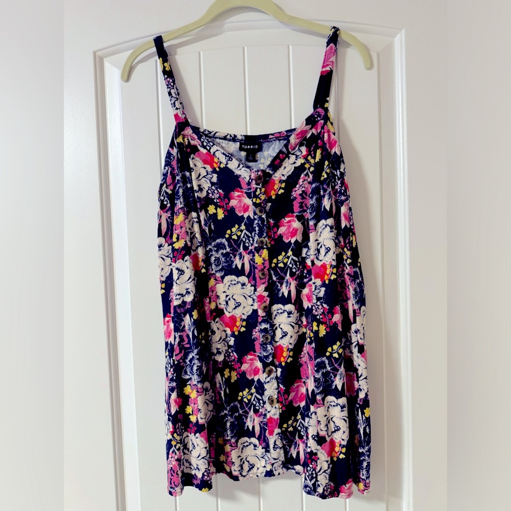 Torrid Fit And Flare Rayon Slub Button-Front Cami. Size 2X.  NWOT